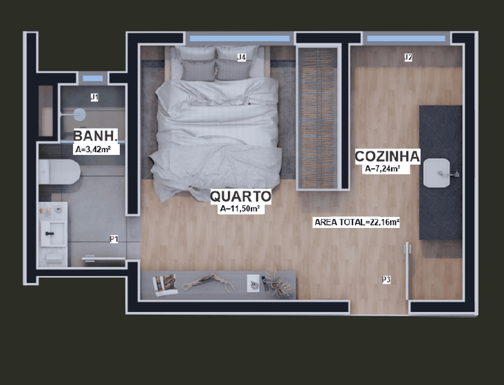 Studio · 22 m² · 1 dorm