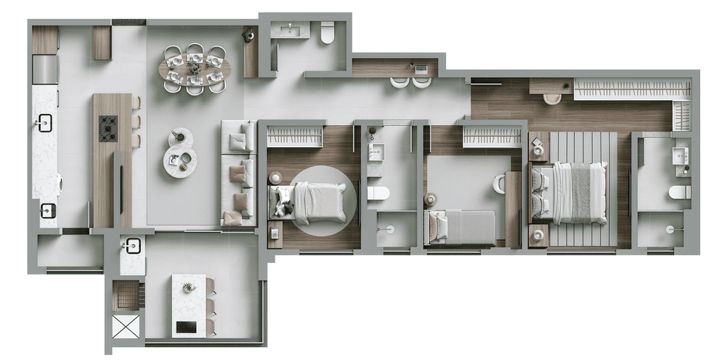 Apartamento · 107,61 m² · 3 dorms