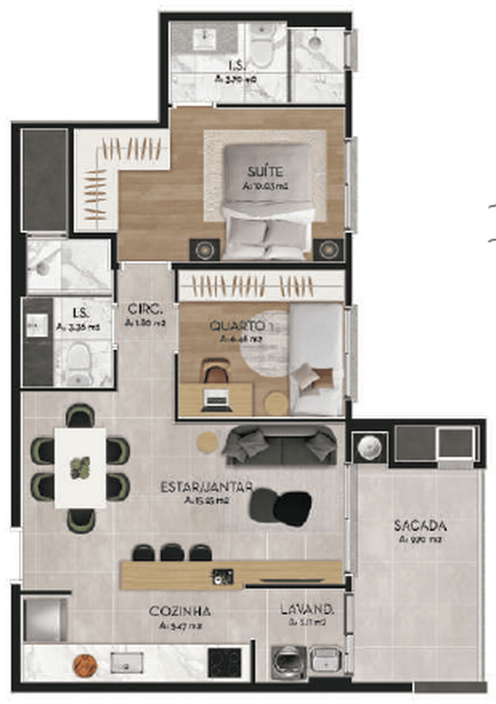 Apartamento · 66 m² · 2 dorms