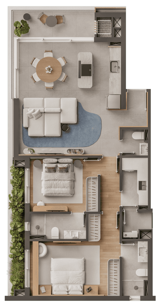 Apartamento · 93,5 m² · 2 dorms