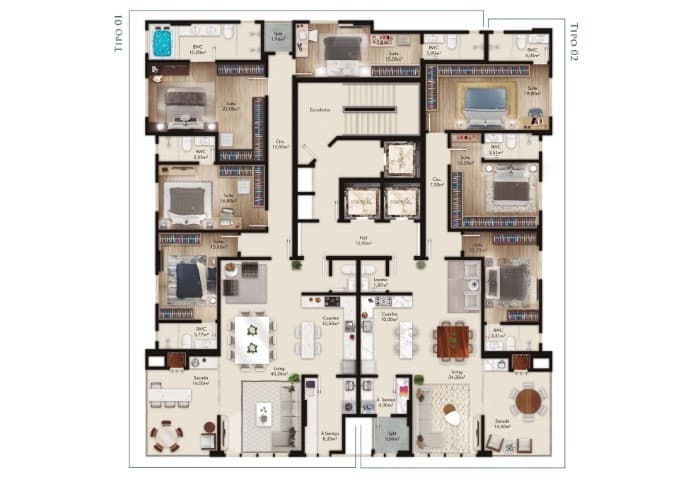 Apartamento · 202 m² · 4 dorms