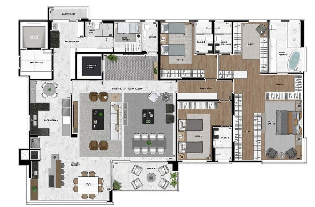 Apartamento · 320,18 m² · 4 dorms