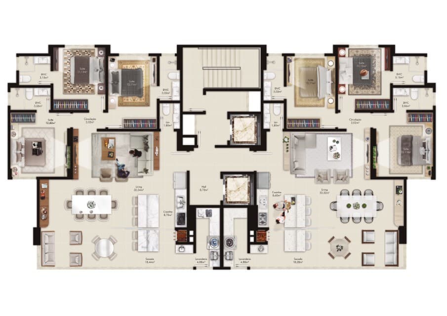 Apartamento · 130,52 m² · 3 dorms