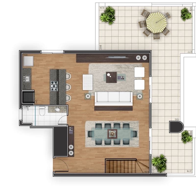Cobertura Duplex · 173,36 m² · 3 dorms