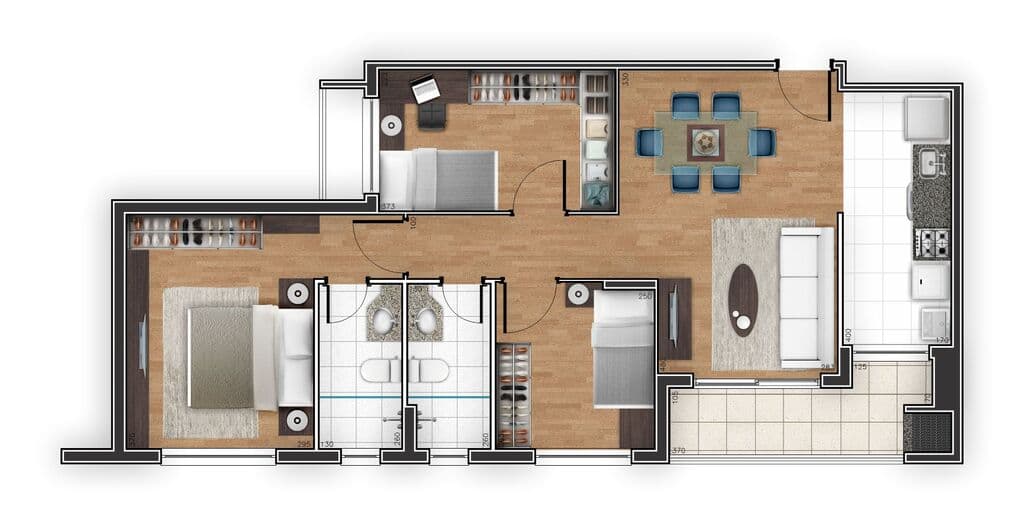 Apartamento · 78,22 m² · 3 dorms