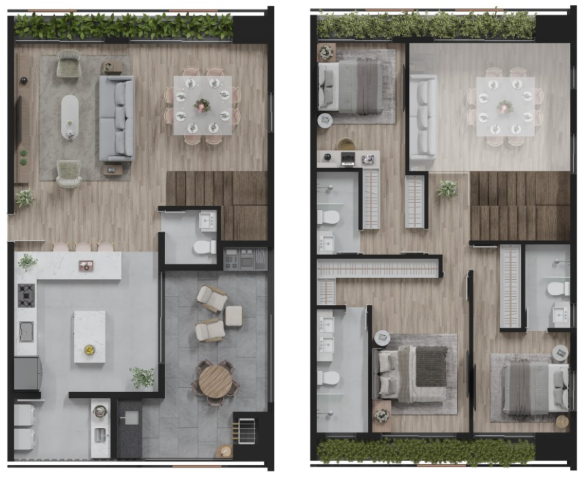 Duplex · 136,35 m² · 3 dorms