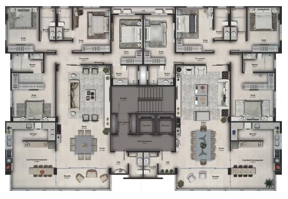 Apartamento · 193,38 m² · 4 dorms