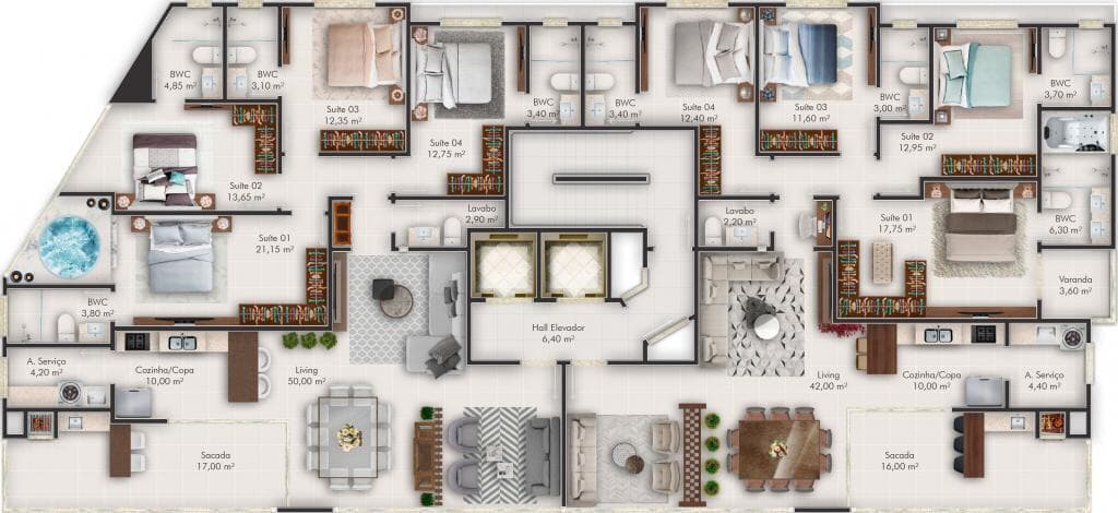 Apartamento · 163,1 m² · 4 dorms