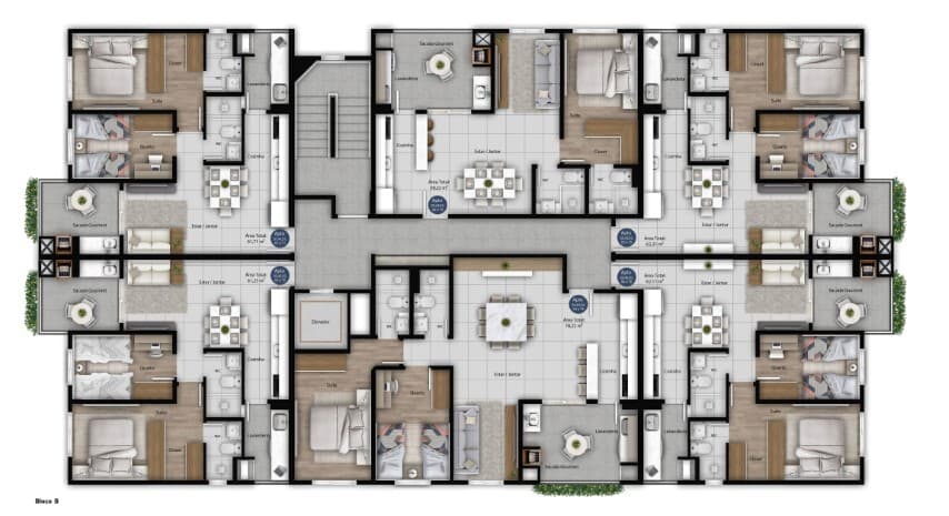 Cobertura Duplex · 123,57 m² · 2 dorms