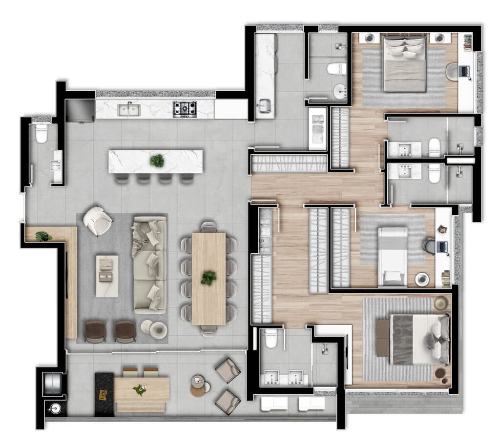 Apartamento · 164,15 m² · 3 dorms