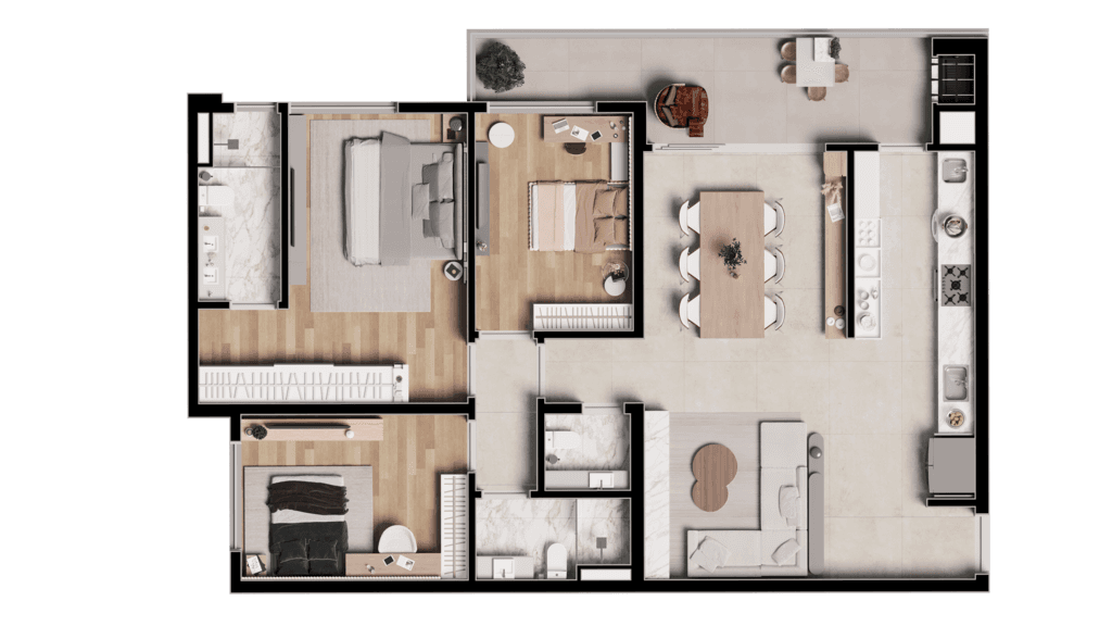 Apartamento · 114,36 m² · 3 dorms