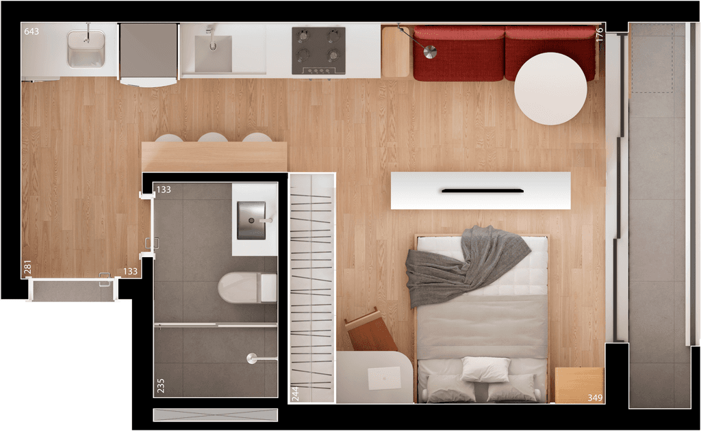 Studio · 29,75 m² · 1 dorm