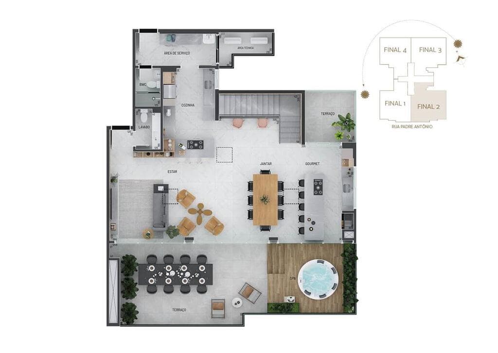 Cobertura Duplex · 281,64 m² · 4 dorms