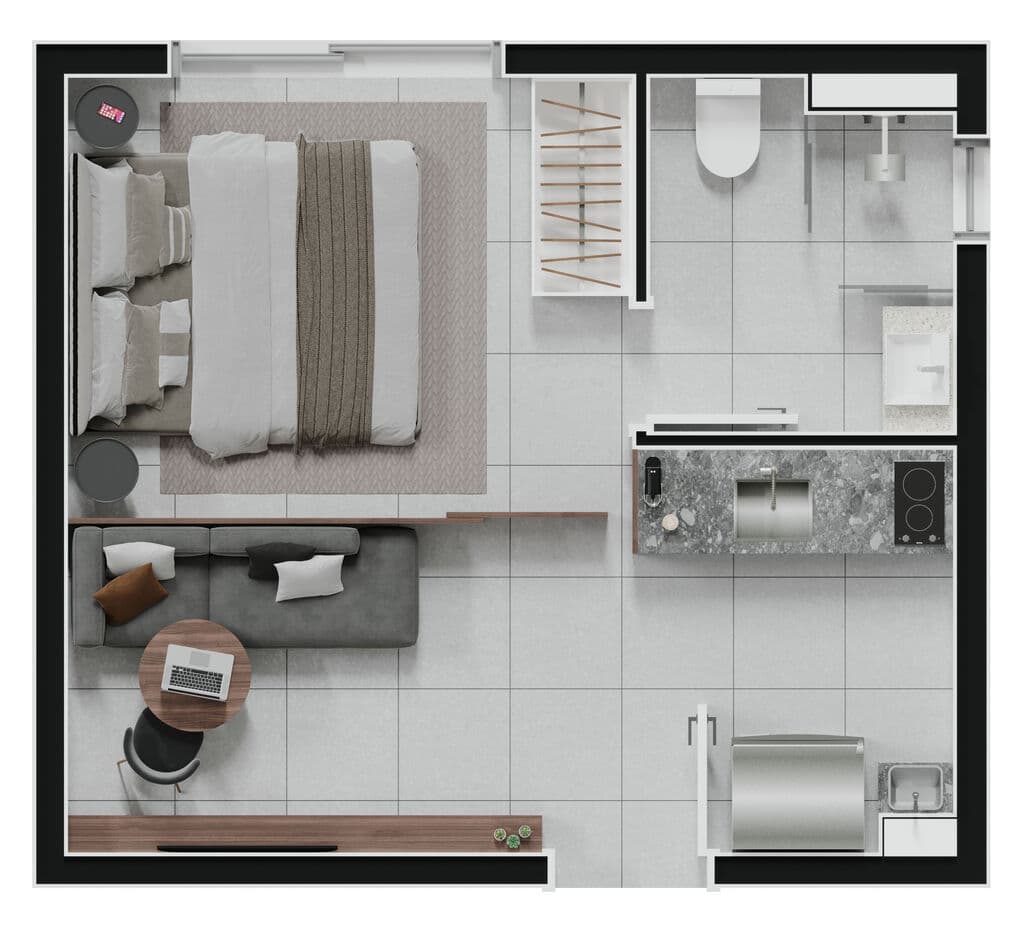 Studio · 22,98 m² · 1 dorm
