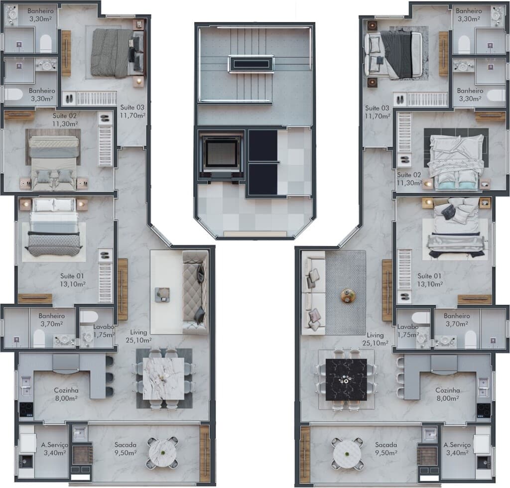 Apartamento · 105,85 m² · 3 dorms