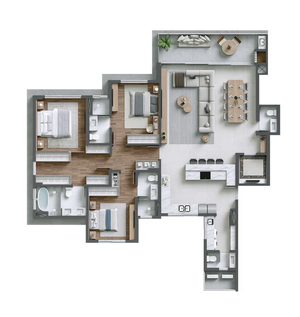 Apartamento · 162,67 m² · 3 dorms