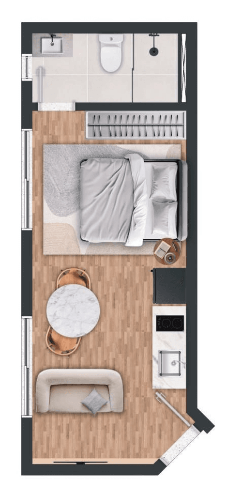 Studio · 20,4 m² · 1 dorm
