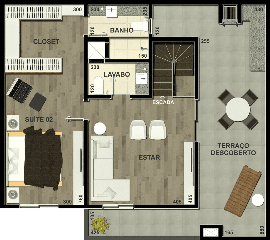 Cobertura Duplex · 160,35 m² · 3 dorms