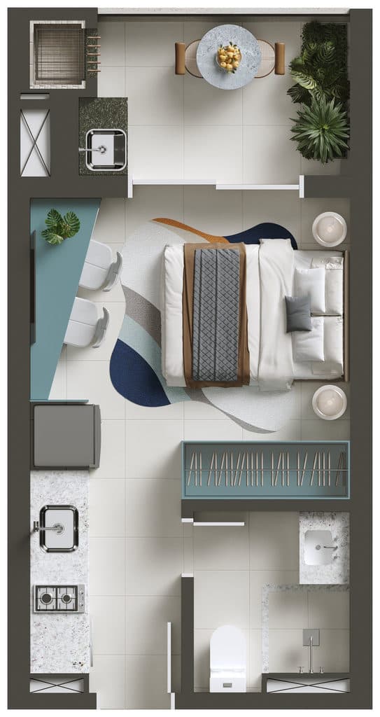 Studio · 24,8 m² · 1 dorm