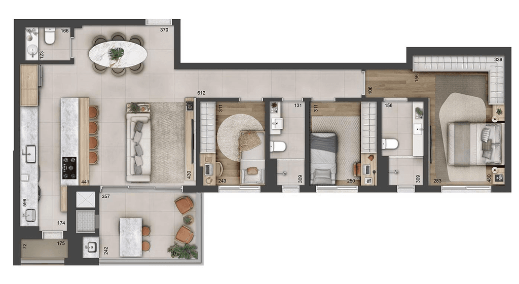 Apartamento · 115,99 m² · 3 dorms