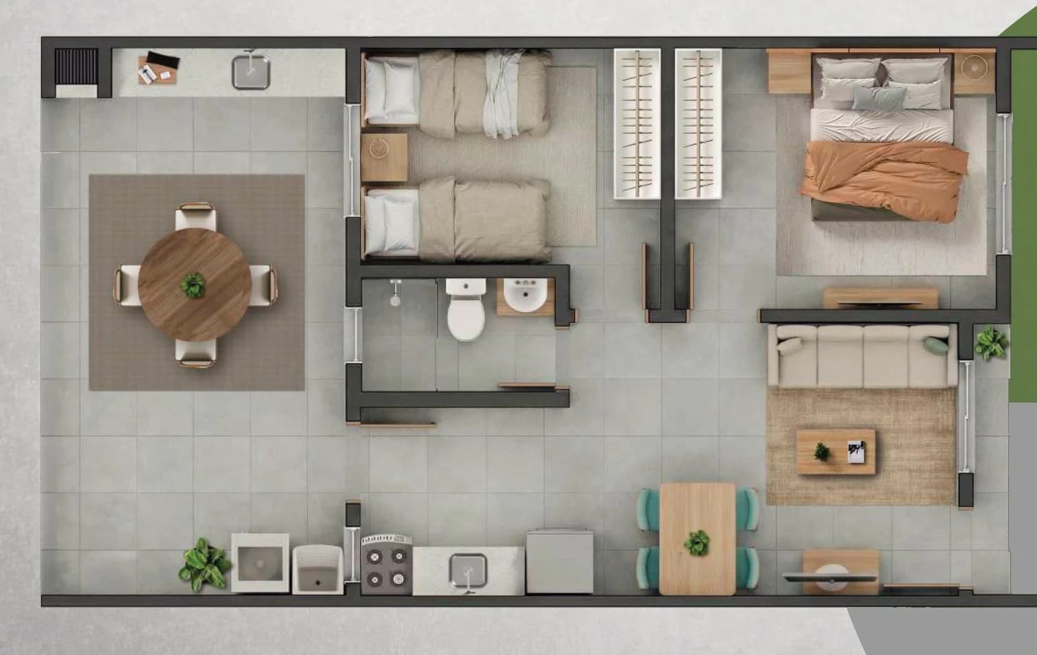 Planta Casa 2 quartos 60 m²