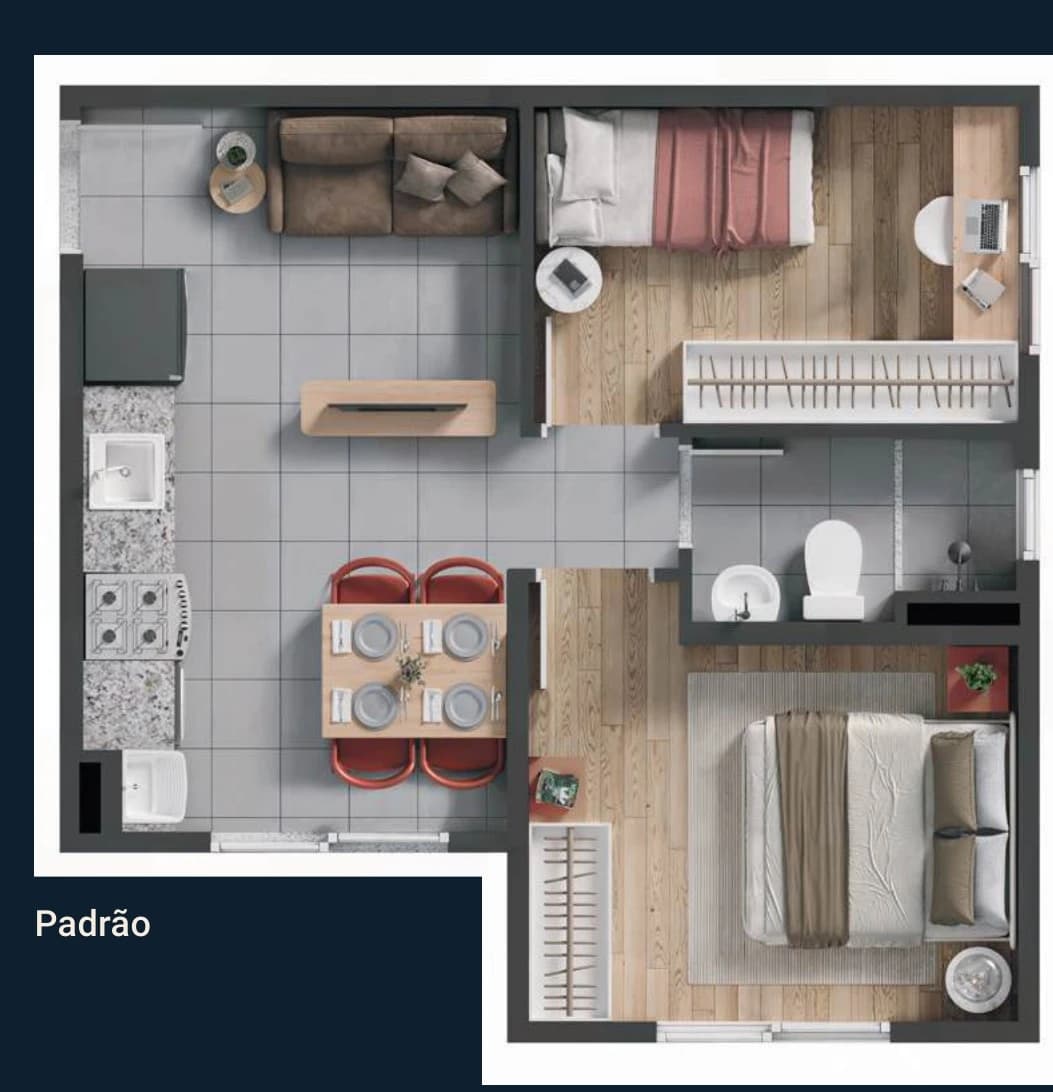 Planta Apartamento 2 quartos — tipo