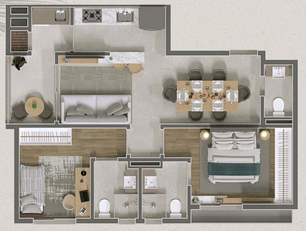 Apartamento · 69 m² · 2 dorms