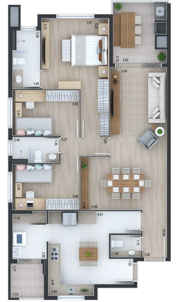 Apartamento · 125,22 m² · 3 dorms