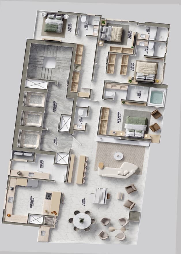 Apartamento · 212,25 m² · 4 dorms