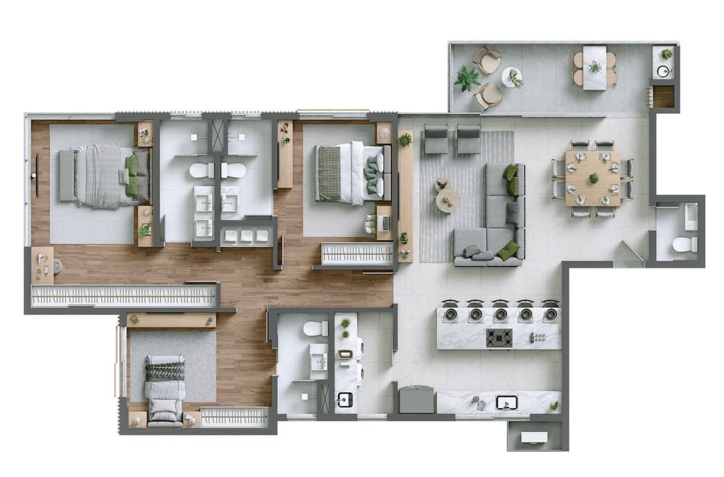 Apartamento · 134,77 m² · 3 dorms