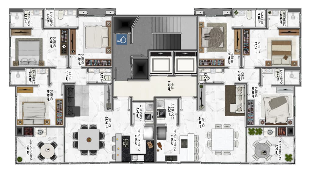 Apartamento · 104,5 m² · 3 dorms