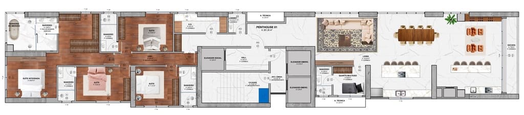 Apartamento · 261,05 m² · 4 dorms