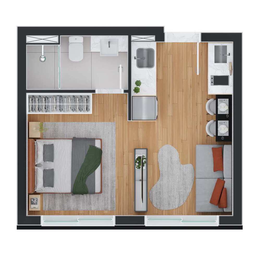 Studio · 25,53 m² · 1 dorm