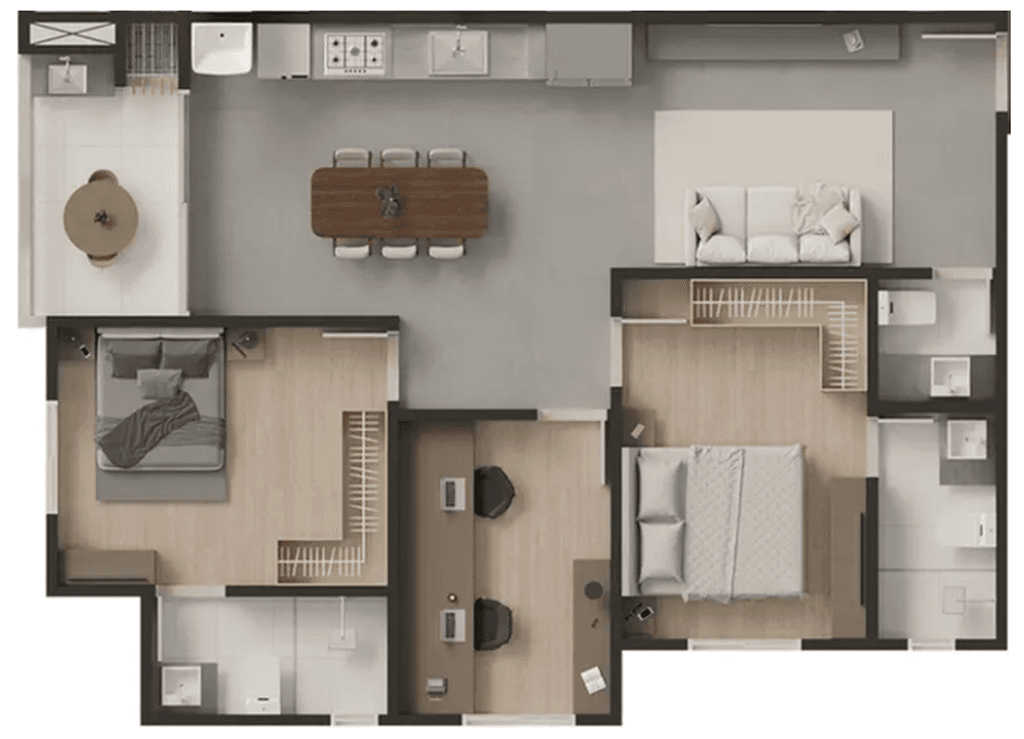 Apartamento · 73 m² · 2 dorms
