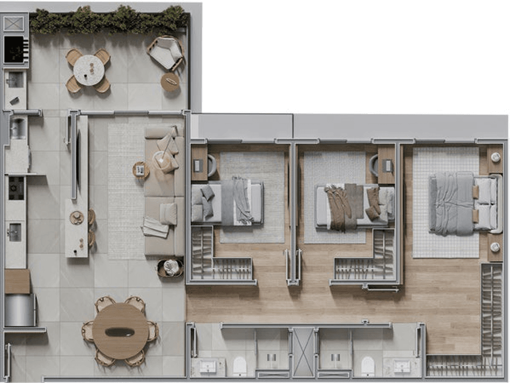 Apartamento · 102,51 m² · 3 dorms