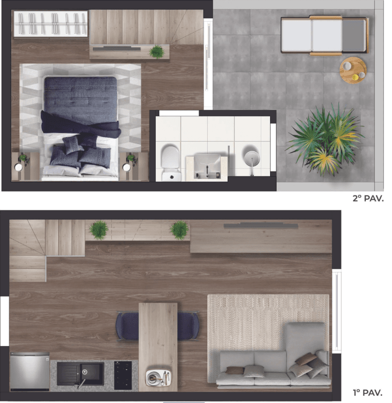Cobertura Duplex · 29,44 m² · 1 dorm