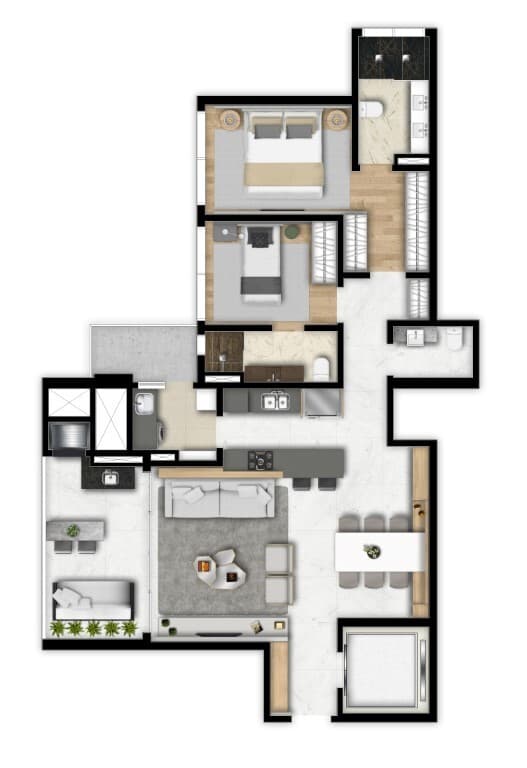 Apartamento · 126 m² · 2 dorms