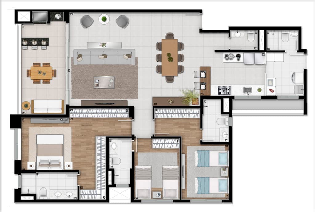 Apartamento · 154,73 m² · 3 dorms